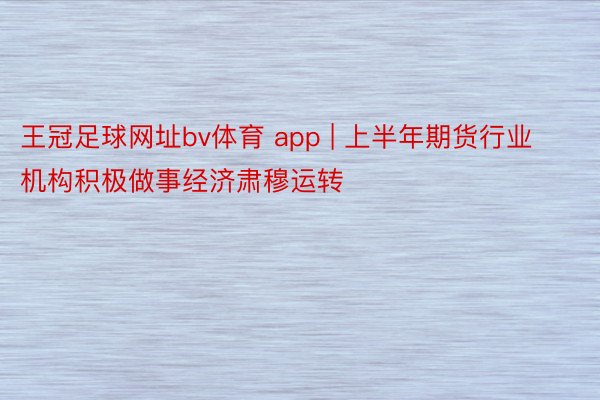 王冠足球网址bv体育 app | 上半年期货行业机构积极做事经济肃穆运转