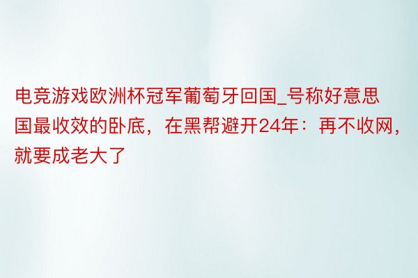 电竞游戏欧洲杯冠军葡萄牙回国_号称好意思国最收效的卧底，在黑帮避开24年：再不收网，就要成老大了