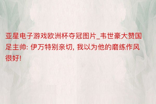 亚星电子游戏欧洲杯夺冠图片_韦世豪大赞国足主帅: 伊万特别亲切, 我以为他的磨练作风很好!