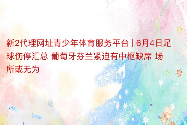 新2代理网址青少年体育服务平台 | 6月4日足球伤停汇总 葡萄牙芬兰紧迫有中枢缺席 场所或无为