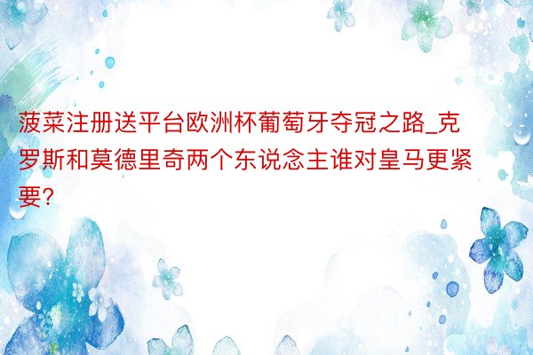 菠菜注册送平台欧洲杯葡萄牙夺冠之路_克罗斯和莫德里奇两个东说念主谁对皇马更紧要?