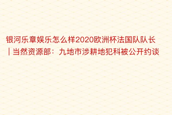 银河乐章娱乐怎么样2020欧洲杯法国队队长 | 当然资源部：九地市涉耕地犯科被公开约谈